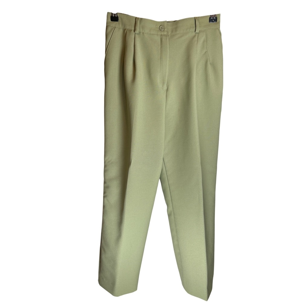 Petites‎ Sage Green Pleated Elastic Waist Pants Women Size 8 HEMMED Polyester